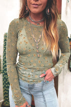 Slim Fit Floral Long Sleeve Pullover Blouse image 1