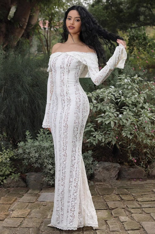 Long Sleeve Lace Strapless Boho Dress image 3