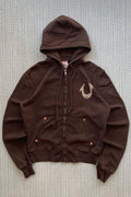 Vintage Graphic Riveted Zipper Hoodie image 1