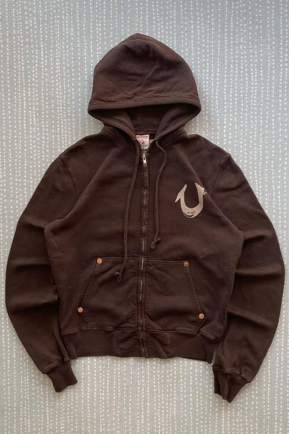 Vintage Graphic Riveted Zipper Hoodie image 1
