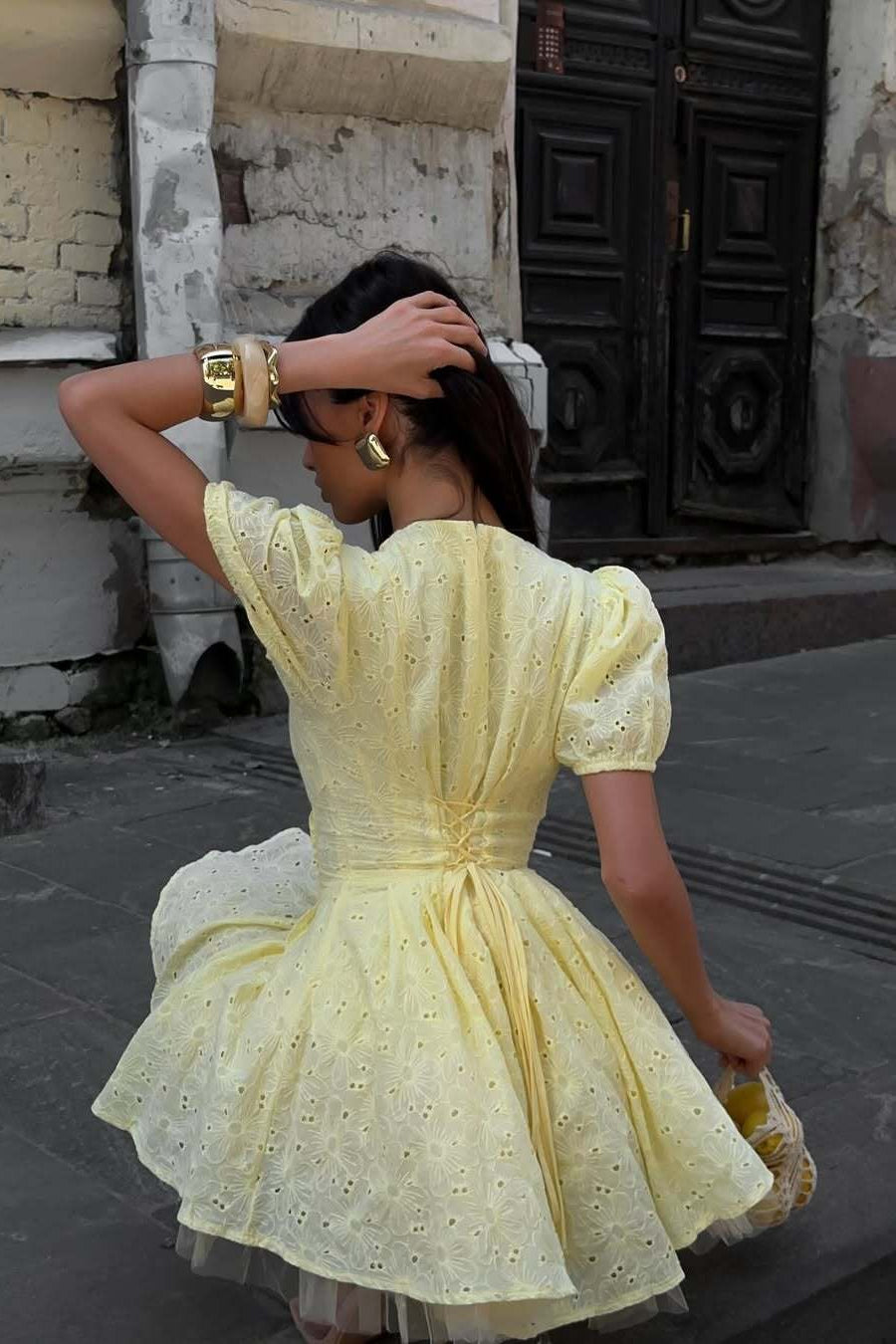 Puff Sleeve Hollow Out Boho Dress image 5