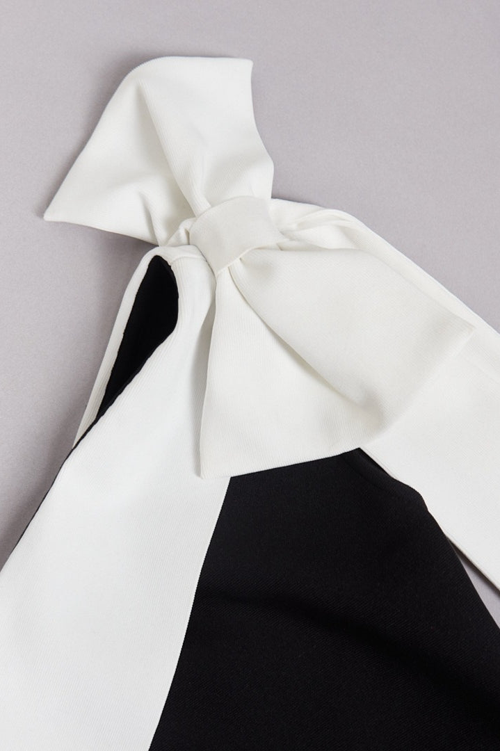 Bandage One-shoulder Color Block Bow Cocktail Dress image 10