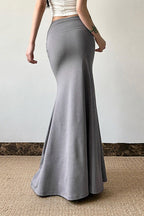 Grey Bodycon Mermaid Maxi Skirt image 3