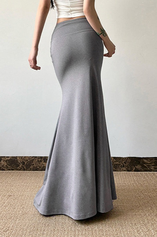 Grey Bodycon Mermaid Maxi Skirt image 3