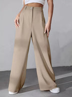 Elise Pleated Trousers detail view styled for Avrienne