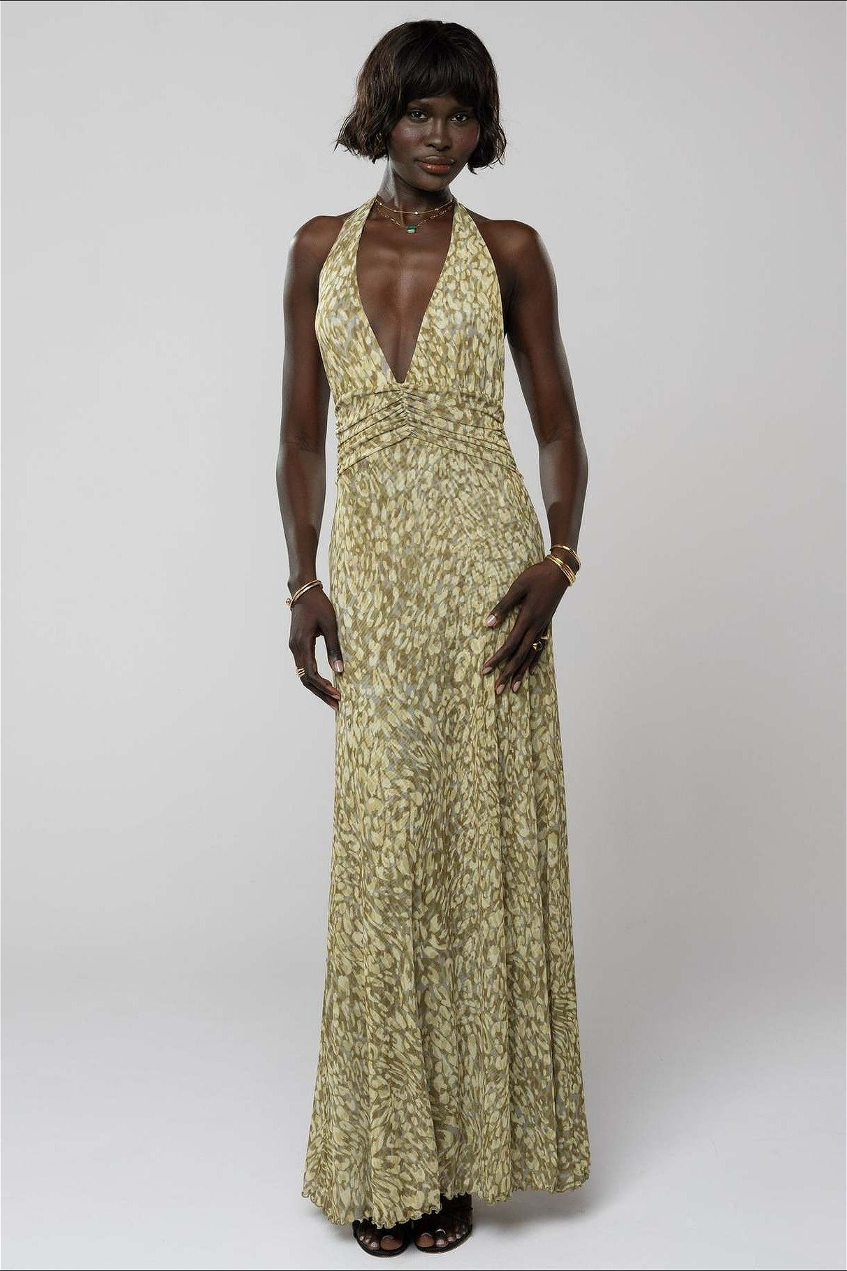 Halter Backless Printed Slim Maxi Dress image 7