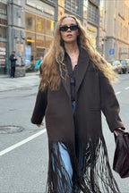 Street Style Fringe Wool Coat image 1