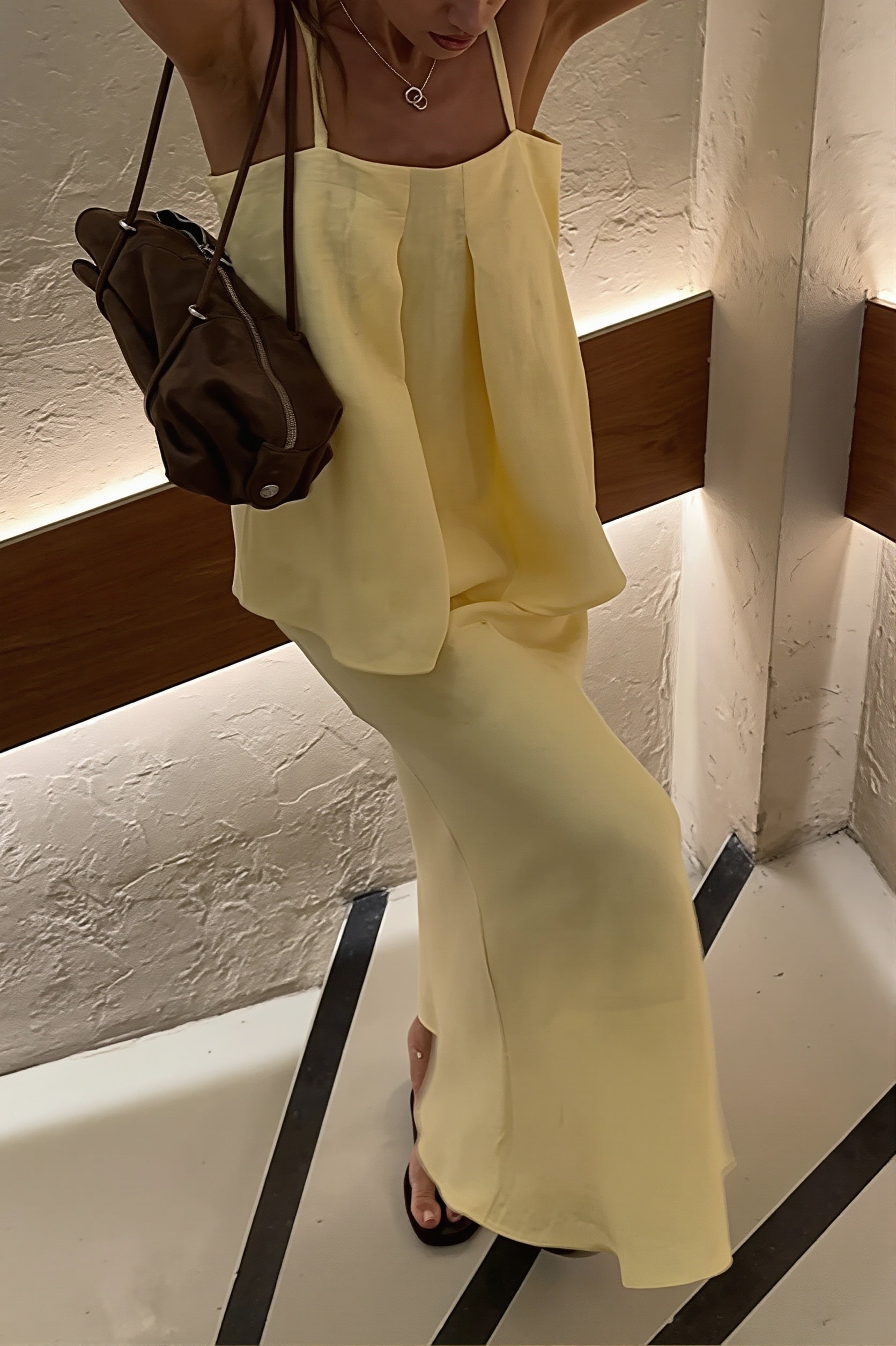 Elegant Casual Solid Cami Skirt Set image 5