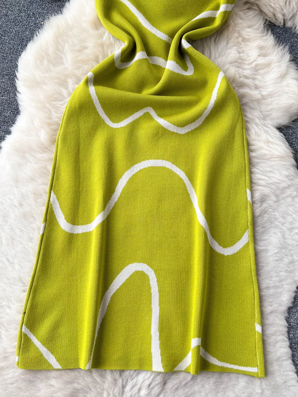 Romy Knit Midi Dress detail view styled for Avrienne
