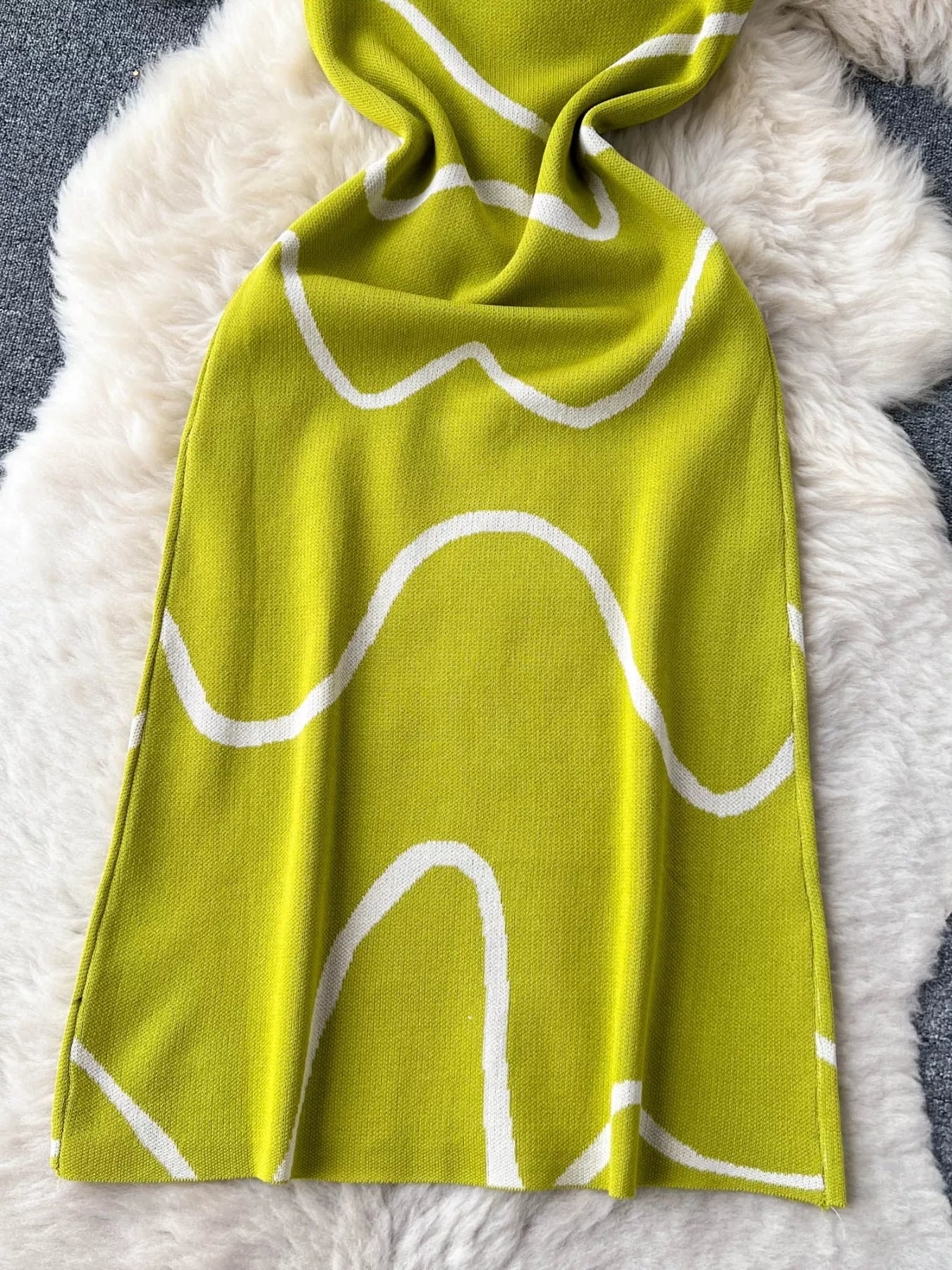 Romy Knit Midi Dress detail view styled for Avrienne