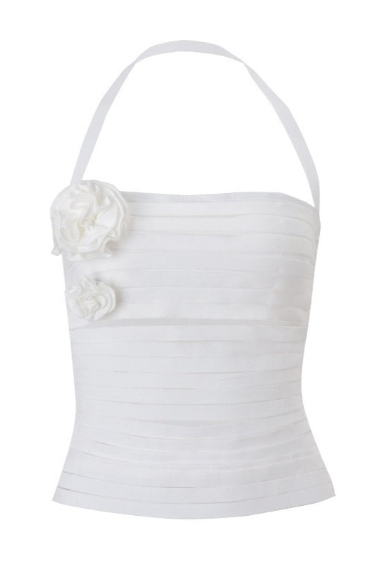 Tie Floral Slim Sexy Solid Halter Top image 4