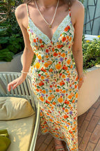Spaghetti Strap Lace Backless Ruffle Floral Dress image 5