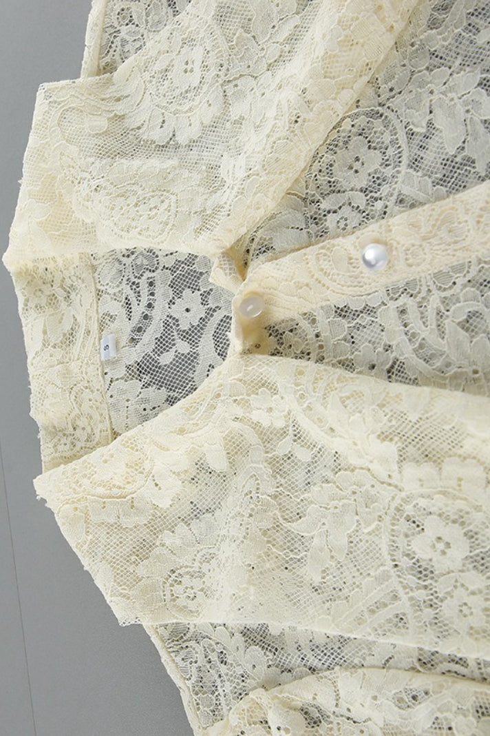 Elegant Tie Sheer Lace Long Sleeve Blouse image 11