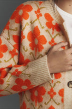 Floral Jacquard Elegant Long Sleeve Knit Cardigan image 4