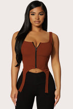 U Neck Zip Back Knit Top image 5