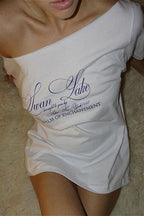 Casual Letter Off Shoulder Loose T-Shirt image 6