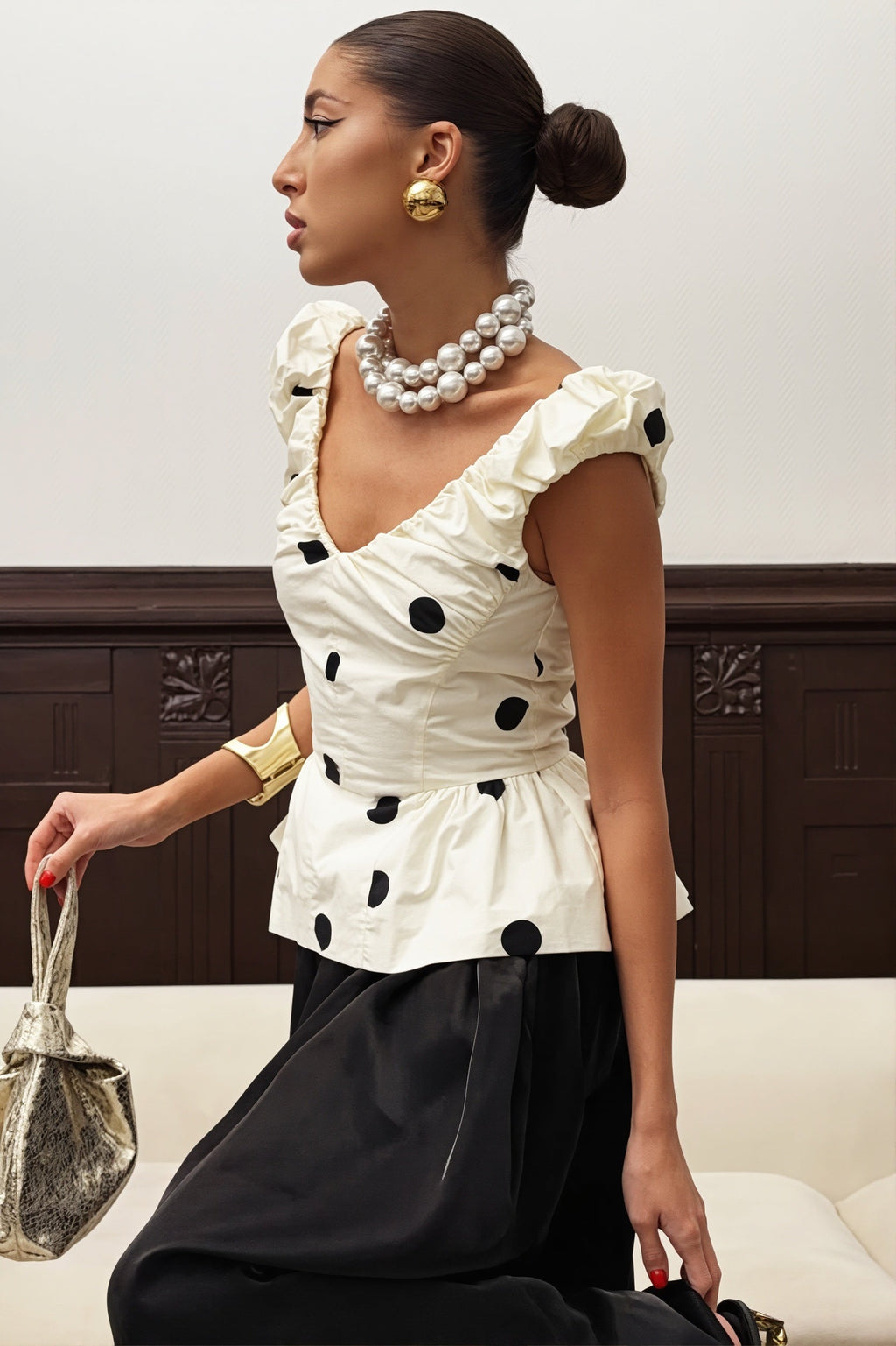 Elegant Ruffled Polka Dot Blouse image 2