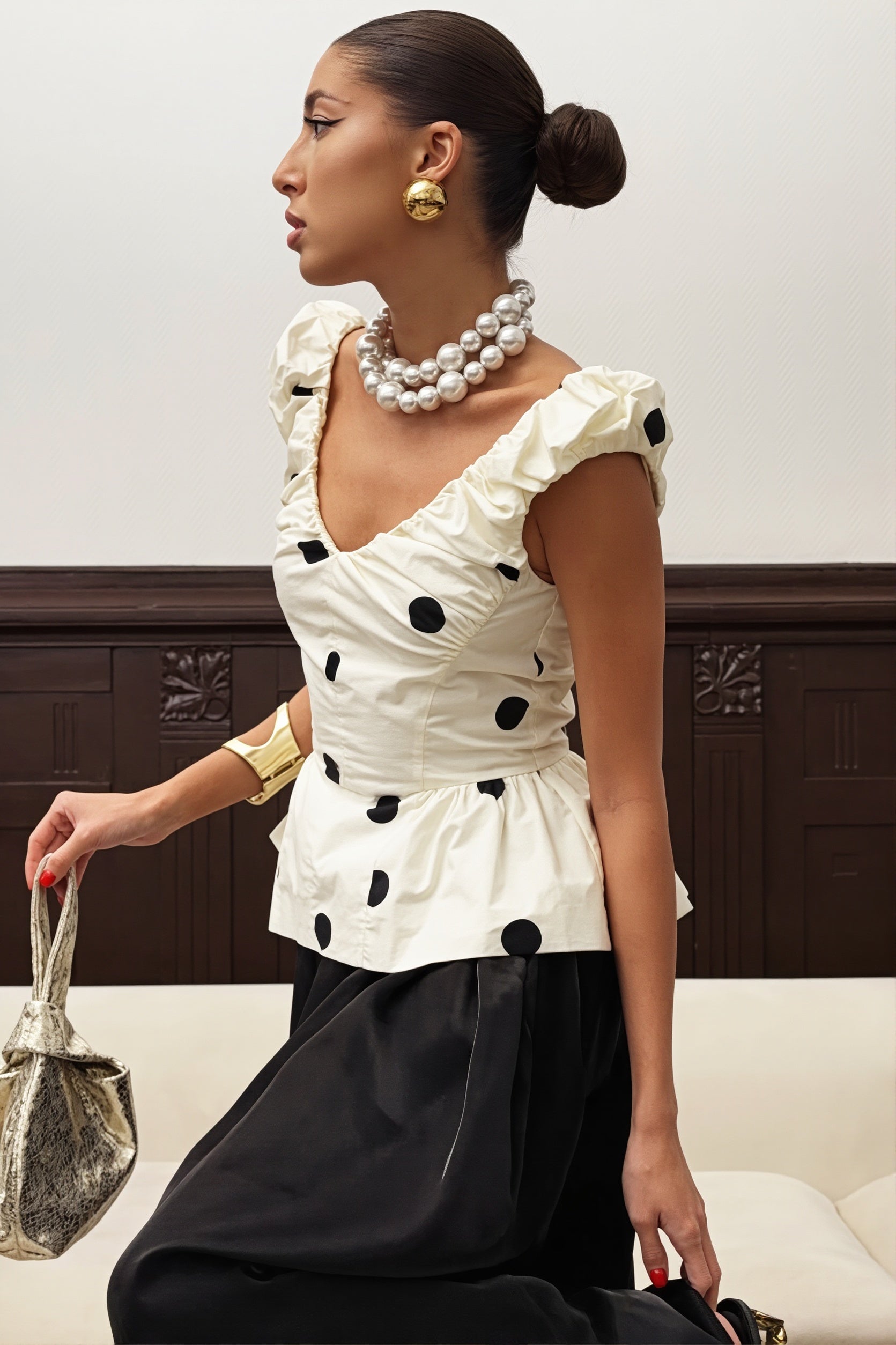 Elegant Ruffled Polka Dot Blouse image 2