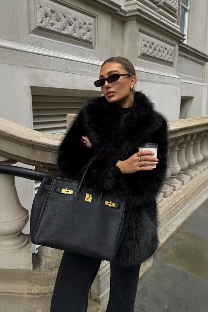 Solid Eco Faux Fur Coat image 1