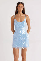 Solid Sequin Spaghetti Strap Mini Dress image 1