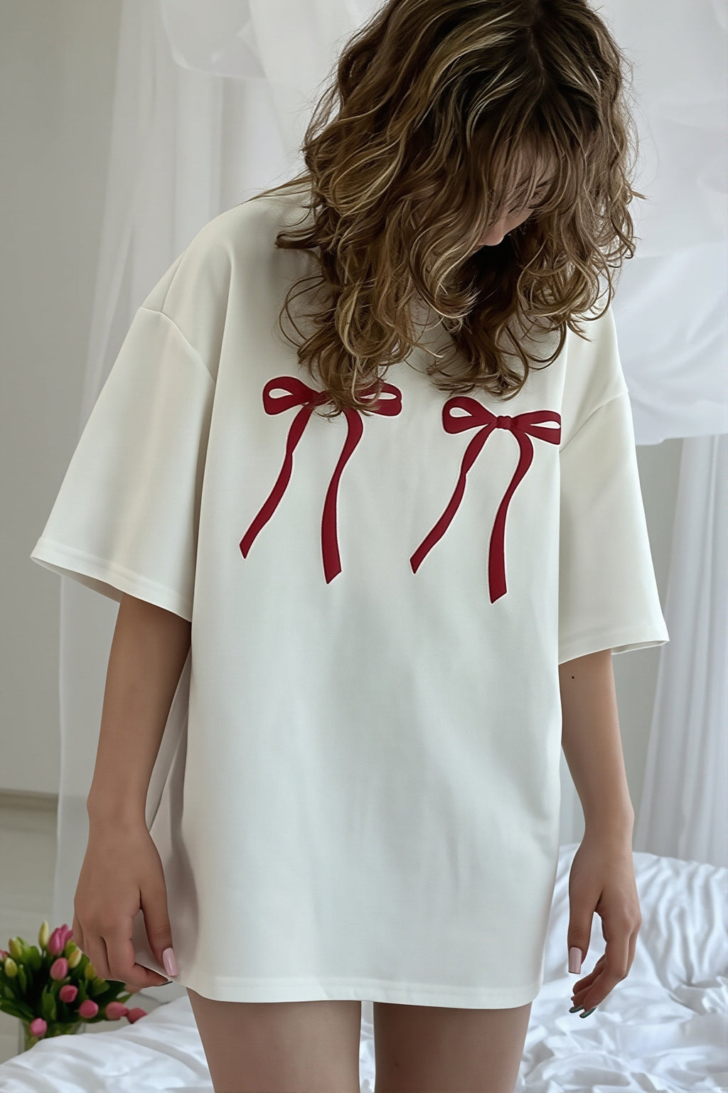 Loose Bow Print Fashion T‑shirt image 2