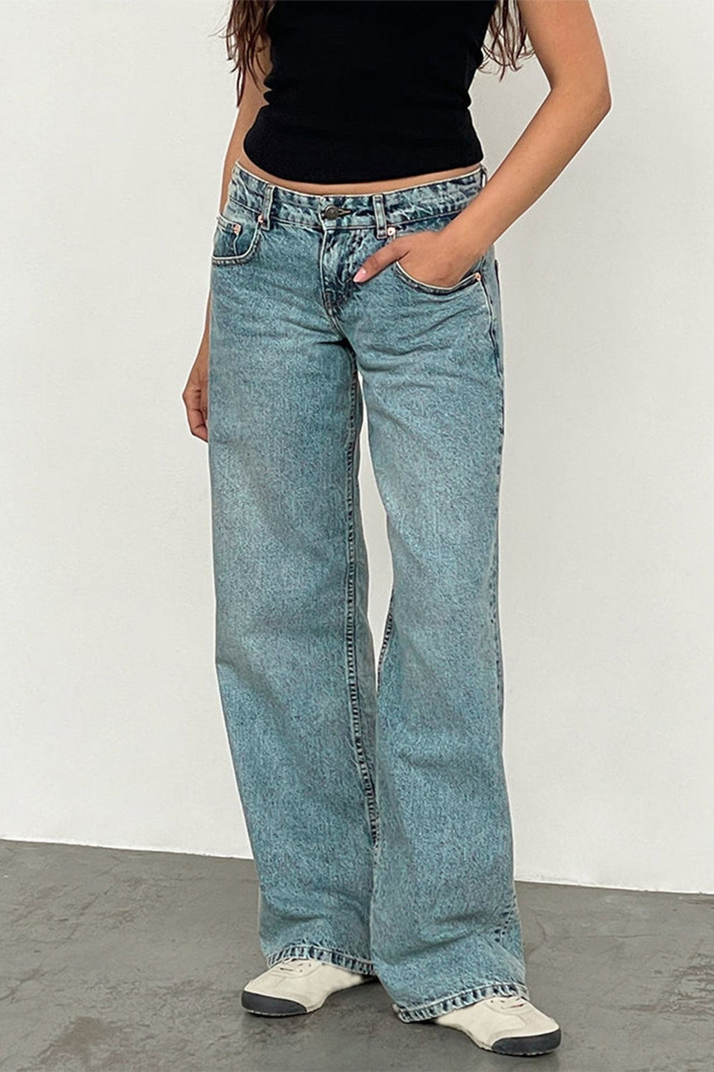 Solid Stretch Straight Leg Jeans image 6