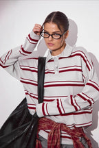 Relaxed Collared Striped Long Sleeve Blouse image 2