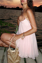 Off Shoulder Flowy Chiffon Cami Mini Dress image 3