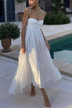 Textured Satin White Corset Maxi Dress image 2