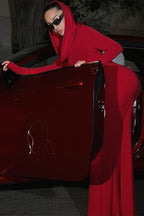 Solid Slim Hooded Mermaid Maxi Dress image 1