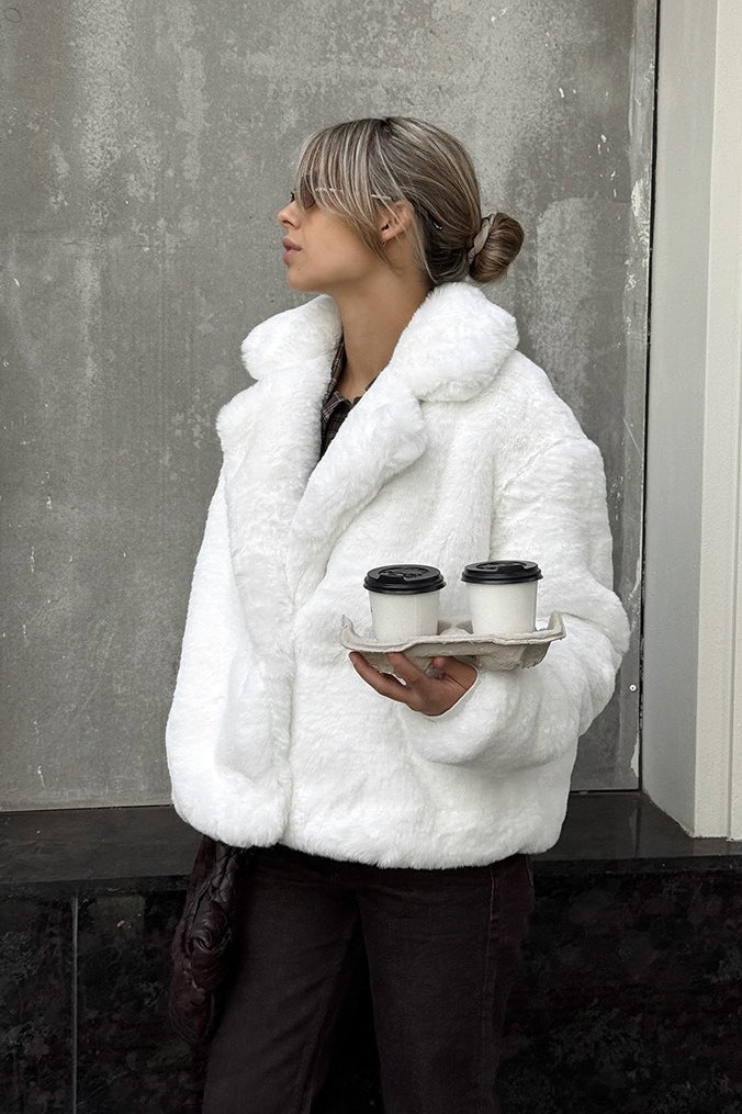 Solid Color Minimalist Fleece Loose Coat image 1