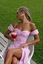 Off Shoulder Floral Slit Midi Dress image 2