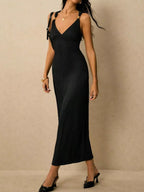 Solene Knit Midi Dress detail view styled for Avrienne