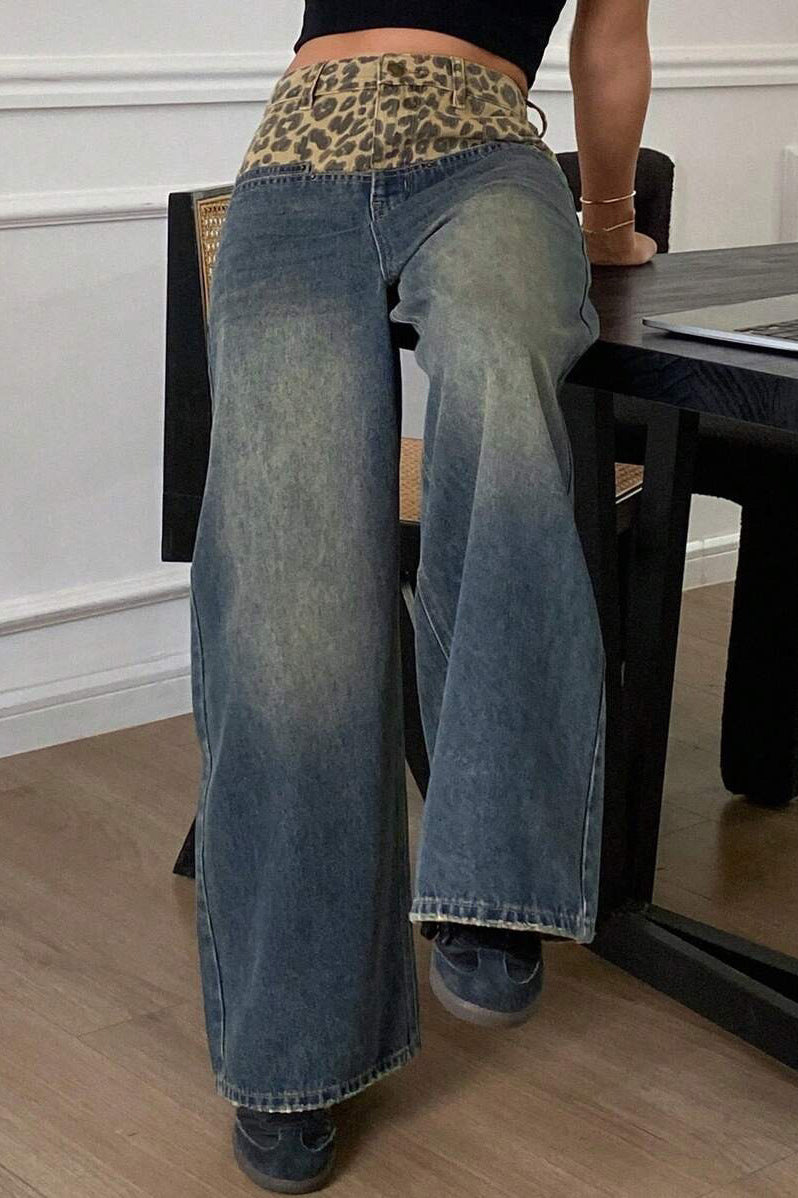Vintage Leopard Patch Wide Leg Jean image 2