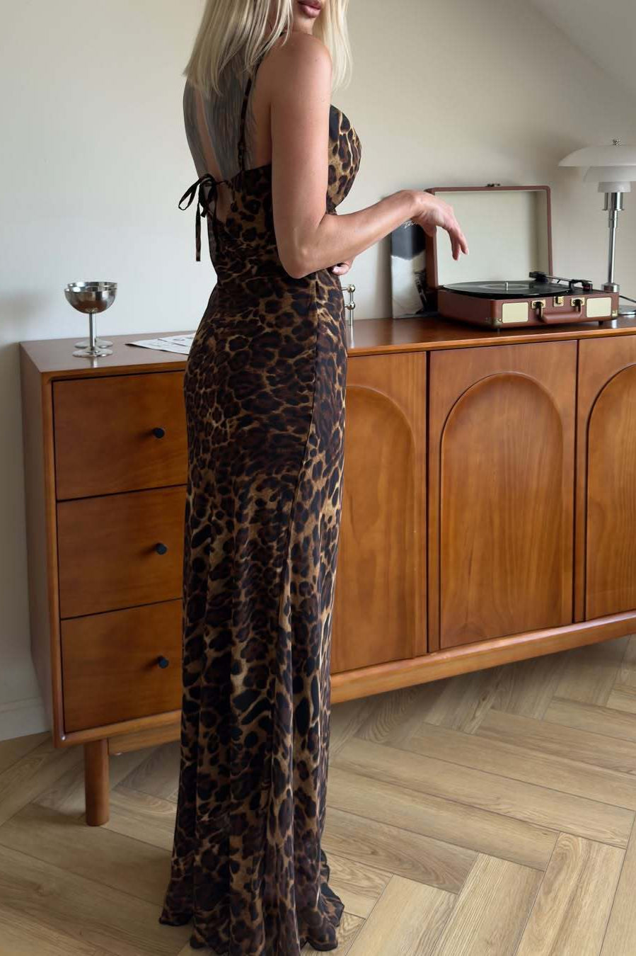 Leopard Print Low Cut Cami Maxi Dress image 4