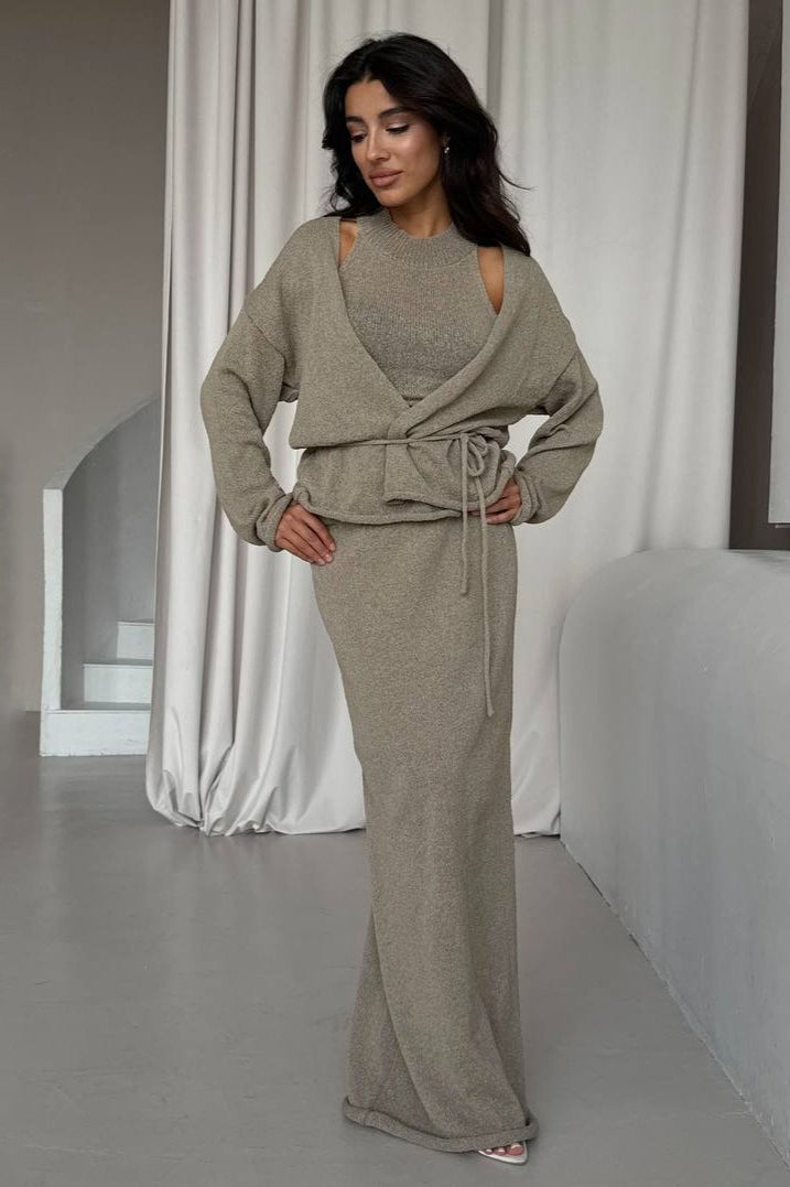 Tie Front Knit Set Sweater Dress image 2