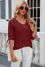 Petra Eyelet Top detail view styled for Avrienne