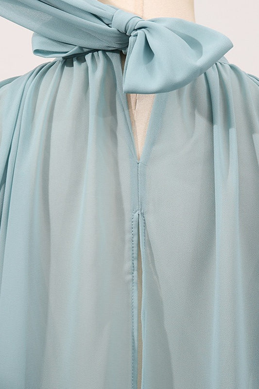 Sweet Irregular Stand Collar Loose Solid Halter Blouse image 5