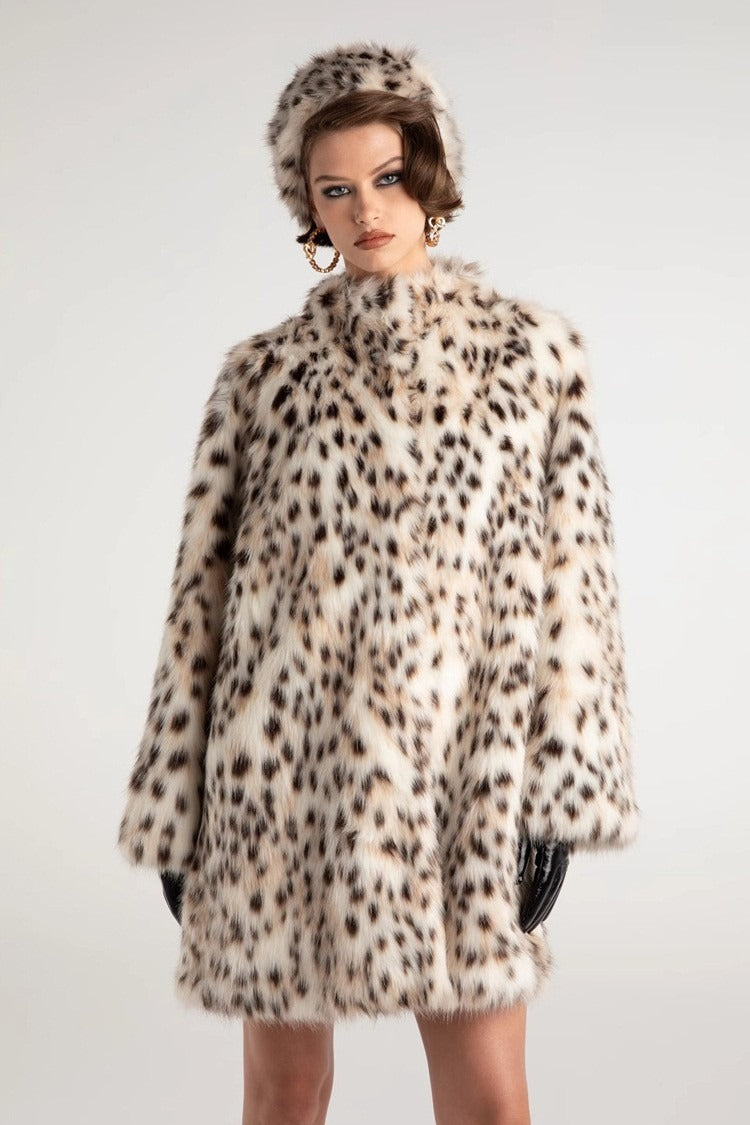 Leopard Print Faux Fur Trench Coat image 1