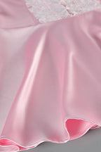 Pink Satin Lace Puff Sleeve Mini Dress image 7