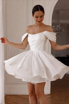 Minimalist Off Shoulder Tie Back Tulle Reception Dress image 1