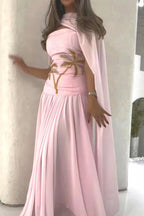 Elegant Chiffon Cape Beaded Maxi Dress image 4