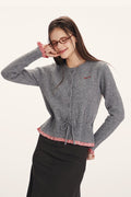 Panel-Design Waist-Cinched Slim Knit Cardigan image 5