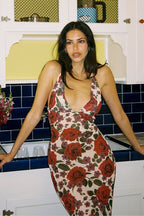 Floral Print Spaghetti Strap Open Back Maxi Dress image 4