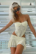 Sexy Lace Sheer Bandeau Double Layer Skirt Set image 1