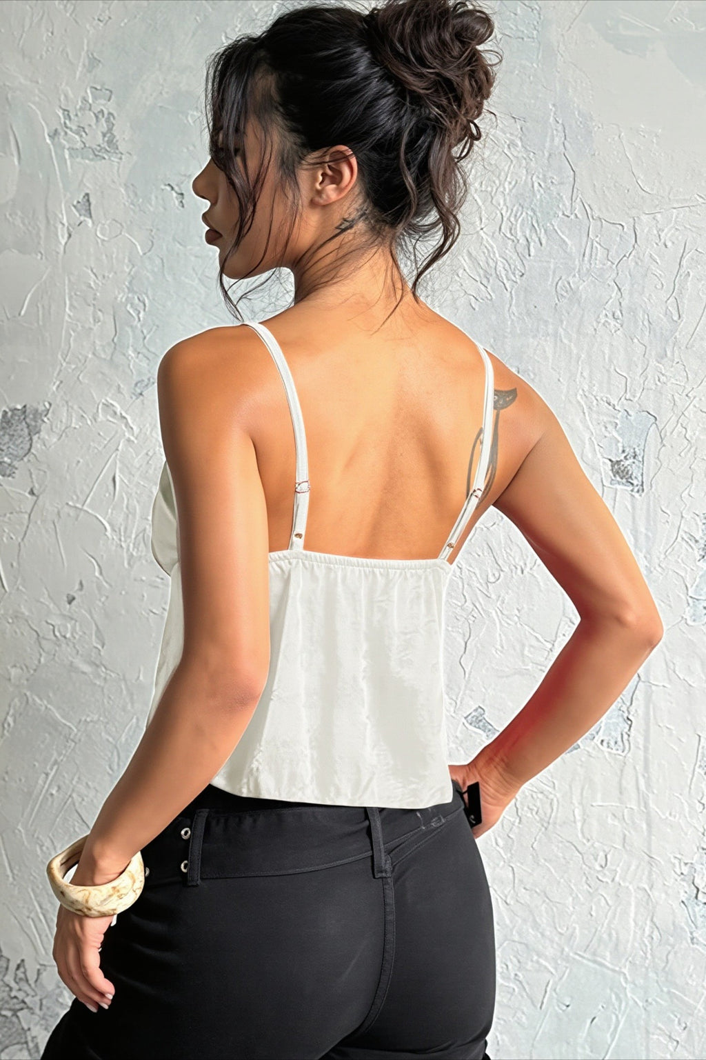 Solid Satin Jacquard Cami Top image 3