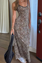 Chic Leopard Print Spaghetti Strap Maxi Dress image 3