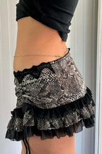 Ruched Lace Color Block Leopard Skirt image 4