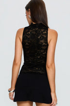 Sexy Deep V Lace Sheer Cutout Halter Top image 4