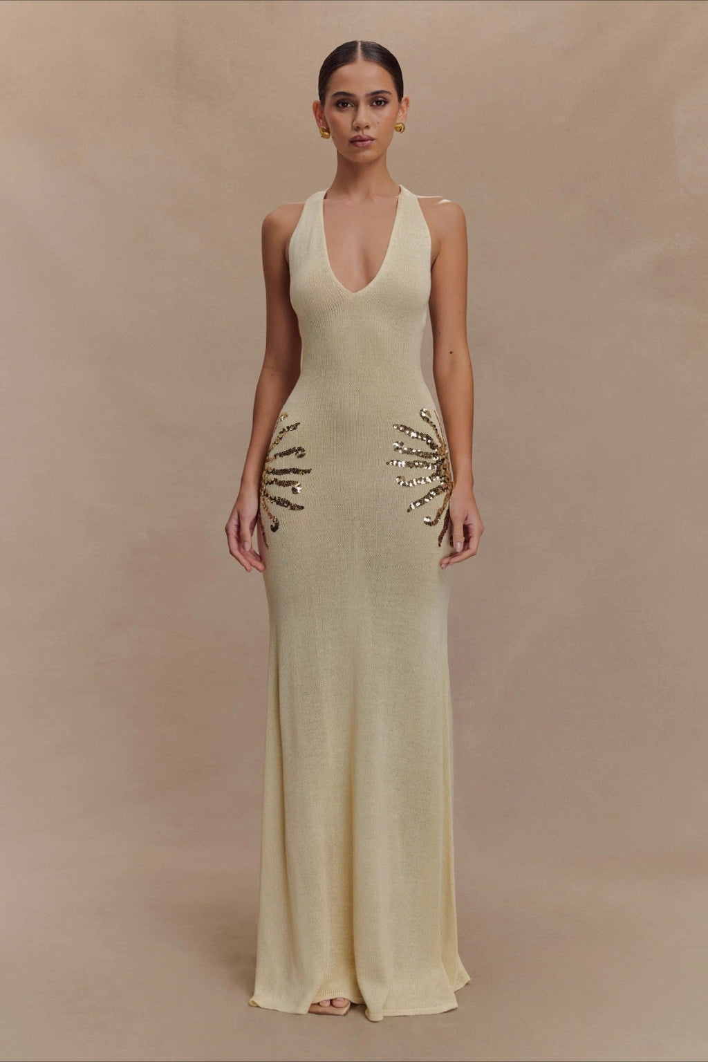 Elegant U Neck Solid Sweater Dress image 1